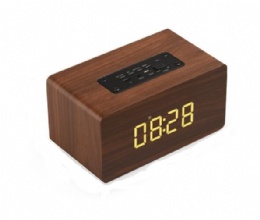 W5C LED alarm clock wood Bluetooth speaker